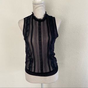 The Limited Black Sleeveless Lace Turtle Neck Top Size M
